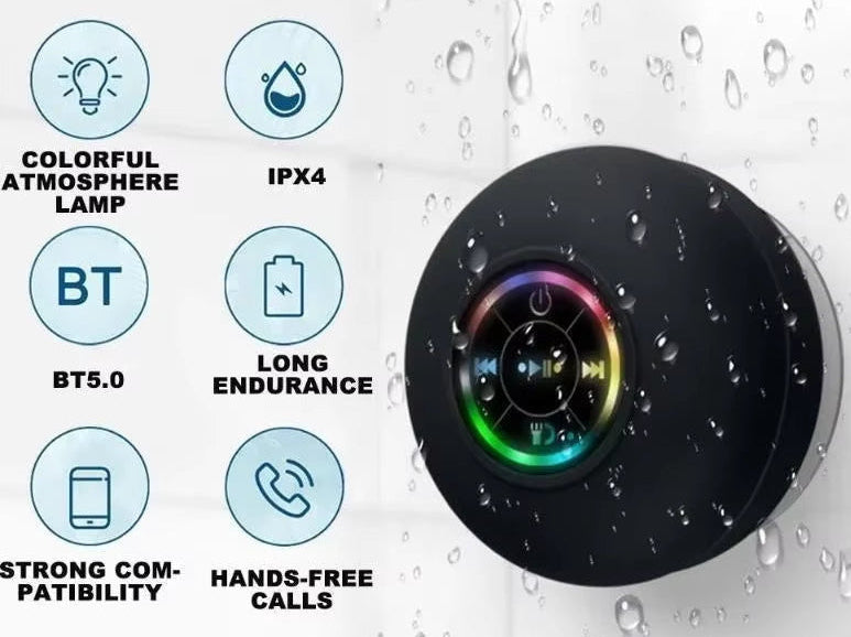 Portable Suction Cup Waterproof Luminous Bluetooth Speaker